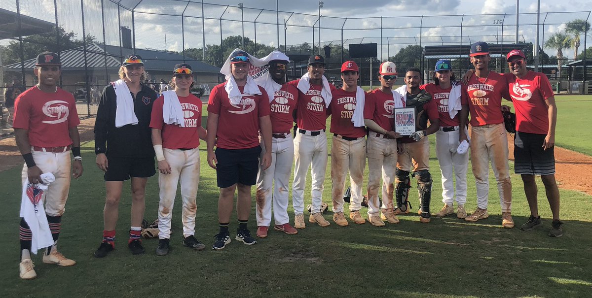 Here are a bunch of kids who will be off to play college baseball this fall. They’re talented, competitive and really fun to coach. Congratulations to Freshwater Storm Red on their tournament championship in their opening weekend of summer. It’s gonna be a fun one!