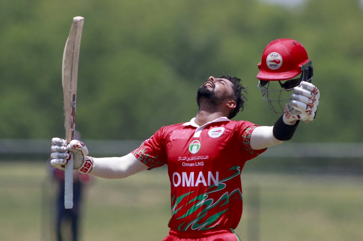 TheOmanCricket's tweet photo. A Majestic Century from Kashyap Prajapati to take Oman cruising towards a Mammoth 281 vs @usacricket!
Watch Oman restrict the USA live on https://t.co/mTdZS6uPGh!π
#FollowTheRed
#OmanCricket #Centurian #OmanvsUSA #CWCL2 https://t.co/jQmd4KDxKj