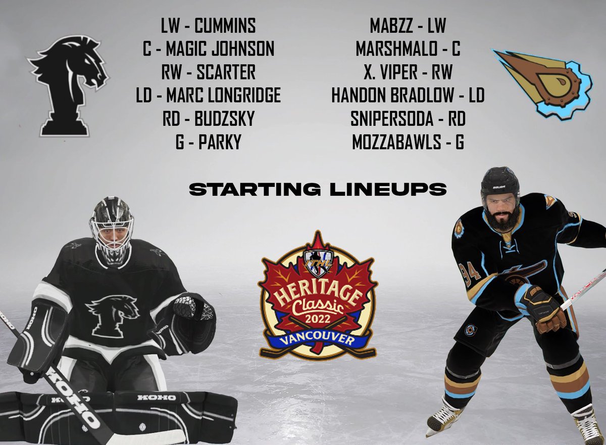 LIVE! 🔴

Here are the starting lineups for the Heritage Classic!

⚔️ <a href="/ITHLKnightShift/">Late Knight Shift</a> vs <a href="/EASHLCC/">EASHL Colon Cannonballs</a> 💩

📺twitch.tv/icetilthl