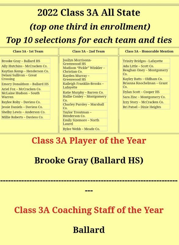 CoachBiggs24's tweet photo. Congrats the DCSB players @milllieroberts @jessiedaniels04 @raylee_roby for being named 3A First Team All State #hardworkrewarded https://t.co/q8stdsso7V