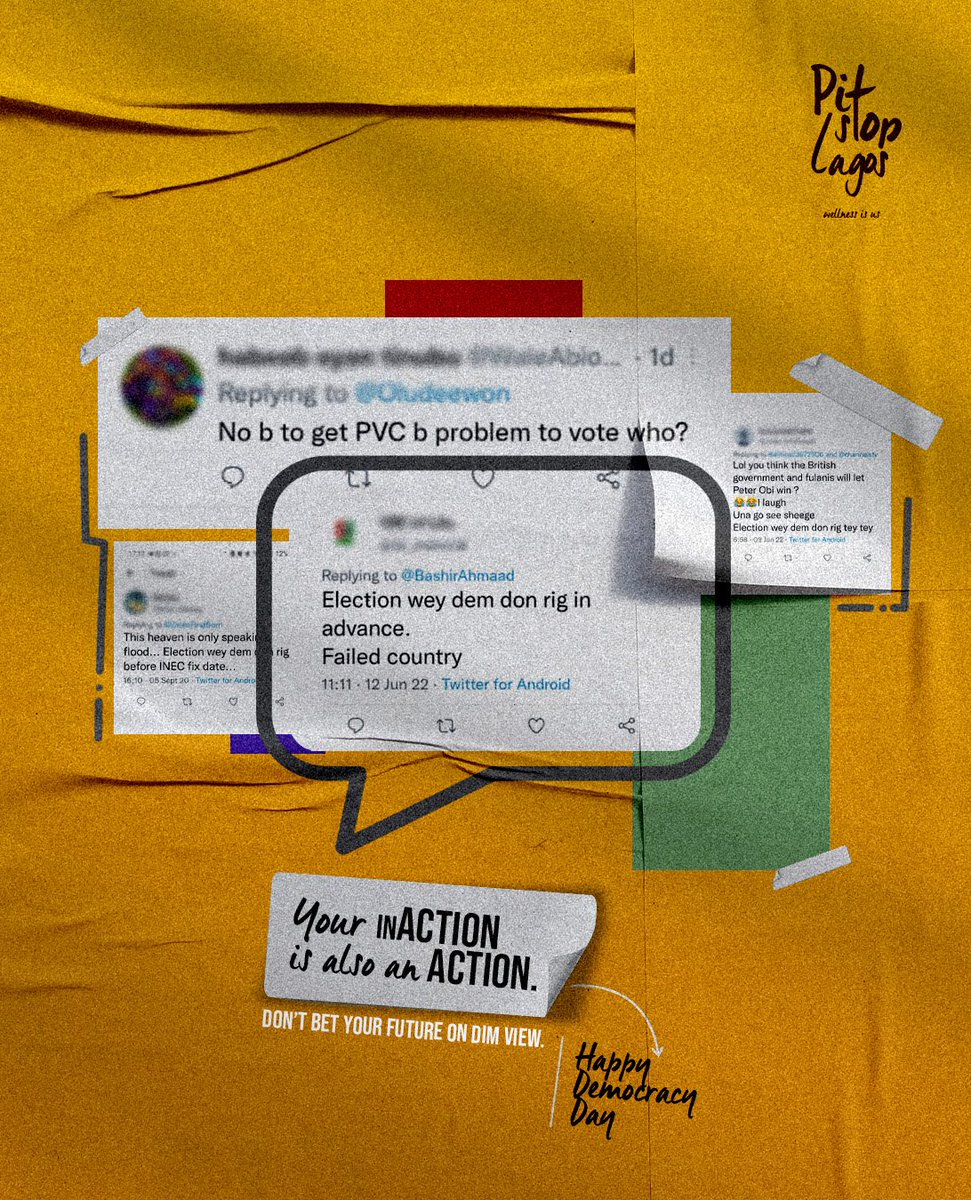 PitstopLagos's tweet photo. Our mindset is as powerful as our action or inactions. And the blessing of democracy is in our power to choose. Let's use it.
Happy Democracy Day, Nigeria.
#democracydaynigeria #pitstoplagos https://t.co/npcnoaLclC