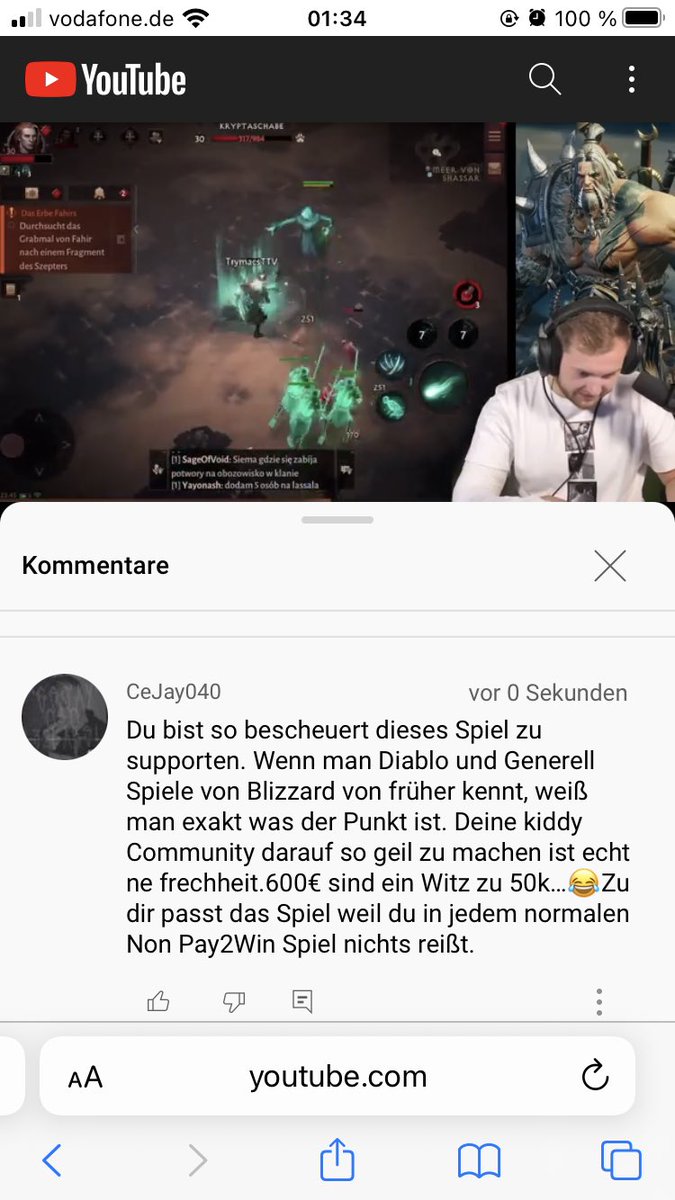 CryptoXids's tweet photo. Warum supportet man,vor YouTube Deutschland, so einen pay2win Dreck? Noskill  #diabloimmoral #twitch #twitchstreamer #Raid #GamingNews https://t.co/N9UnA9IN2h
