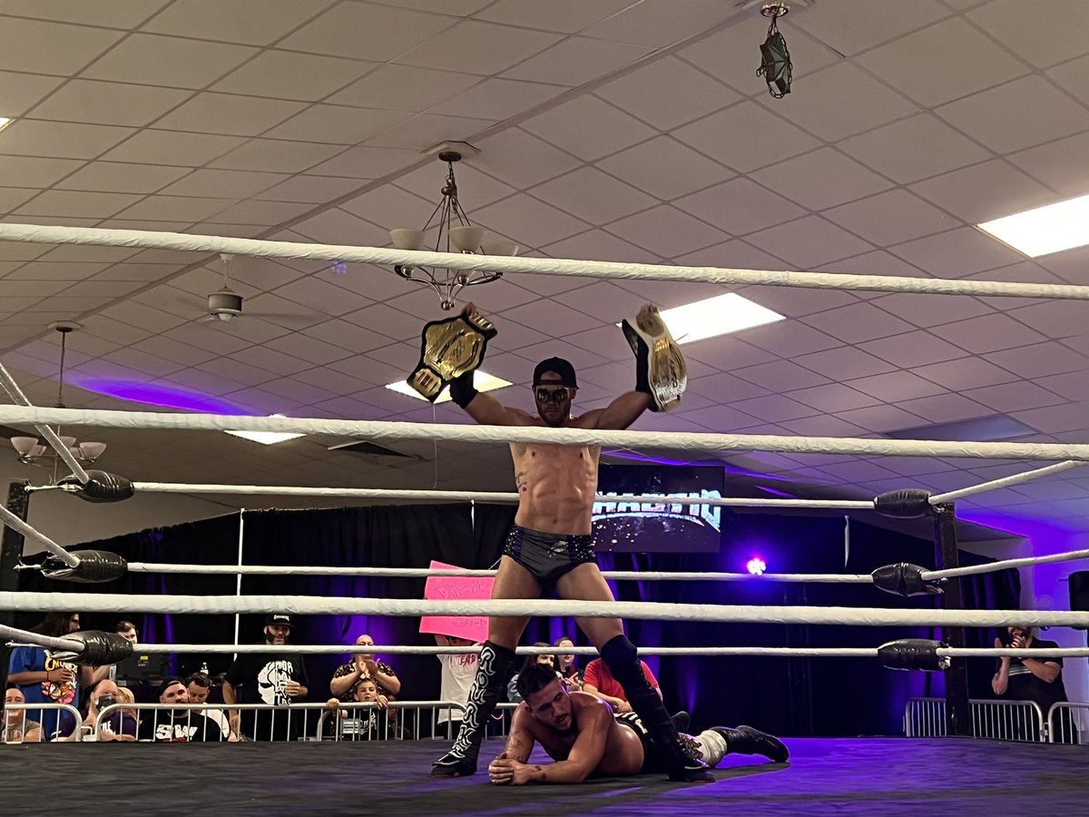 PatsFanBE's tweet photo. #AndStill @ChaoticWrestlin Pan Optic Champion Aaron Rourke after a match of the year contender with JT Dunn @ChaoticWrestlin #NextLevel2 https://t.co/R6oKjNF470