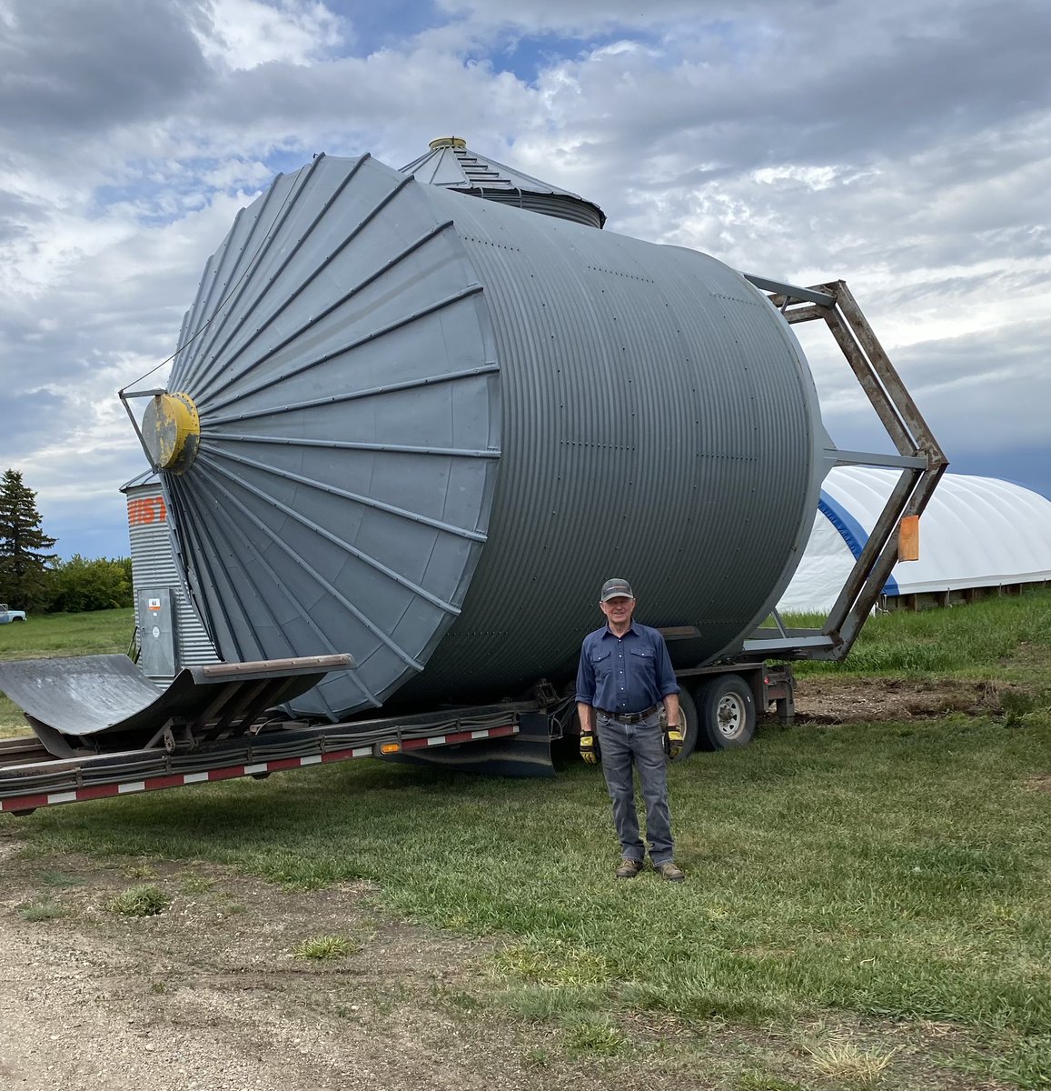 This weekend we hauled this Westeel bin to its new home. It was the very first new  hopper cone bin this producer purchased for his farm… Happy Retirement @CurlinMerlin &amp; Gail!          Enjoy the next chapter! #westeel #grainbins