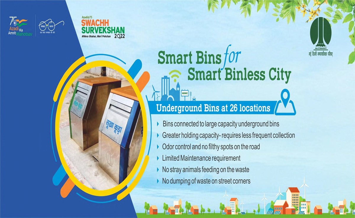 tweetndmc's tweet image. NDMC Smart bins are an intelligent waste management system, equipped with volume sensors which  detects how full the bin is and then this data is sent to #ICCC for collection of waste.
#SwachhSurvekshan2022NDMC
#SMARTBIN #SMARTCITY #NDMC