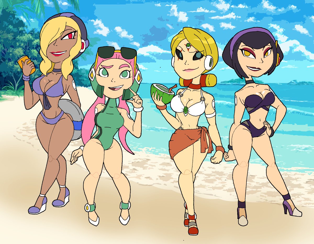 Red_dumpster's tweet photo. Even evil has days off, just like these sinister ladies~
Troja, Malware, Sigmalia, and Torrent don there best swimsuits and begin to take over the beach, in style ;)
#myart #myartwork #SFW #ReploidOC #Reploid #Swimsuit #characterdesign #oc #originalcharacter #ArtistOnTwitter https://t.co/Qbz3II1pma