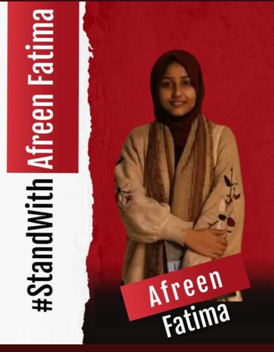 Mohtasim5Syed's tweet photo. "Stop bulldozing muslim spaces"

#StandWithAfreenFatima
Whose home is at risk of demolition.
May Allah (swt) help her family 🤲🏻. https://t.co/Ju39imotca