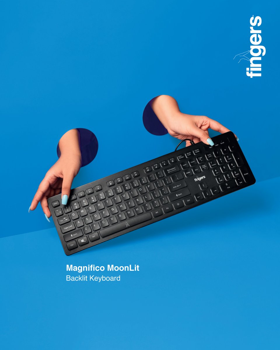 FingersIndia's tweet photo. Get ready for a love at first light with #FINGERS Magnifico Moonlit Backlit Keyboard 🤍
A slender design and illuminated bright keys along with a comfortable typing experience is what makes this keyboard too good to be true.
#WiredKeyboard #ProductivityEssentials #TechWorld https://t.co/bzvGI8XsOE