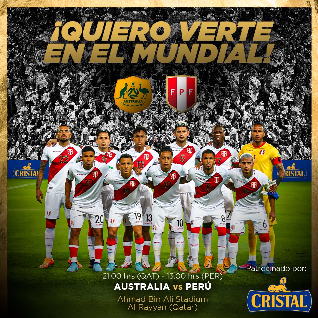 SeleccionPeru's tweet photo. ¡Por los millones de peruanos que siempre creyeron! ✨

Nuestra 'blanquirroja' va por la clasificación al Mundial Qatar 2022.

🗓 Repechaje intercontinental

@Socceroos 🇦🇺 🆚 @SeleccionPeru 🇵🇪 

#UnidosSomosMásFuertes
#ArribaPerú 💪🏻 https://t.co/o0tUj67x7R