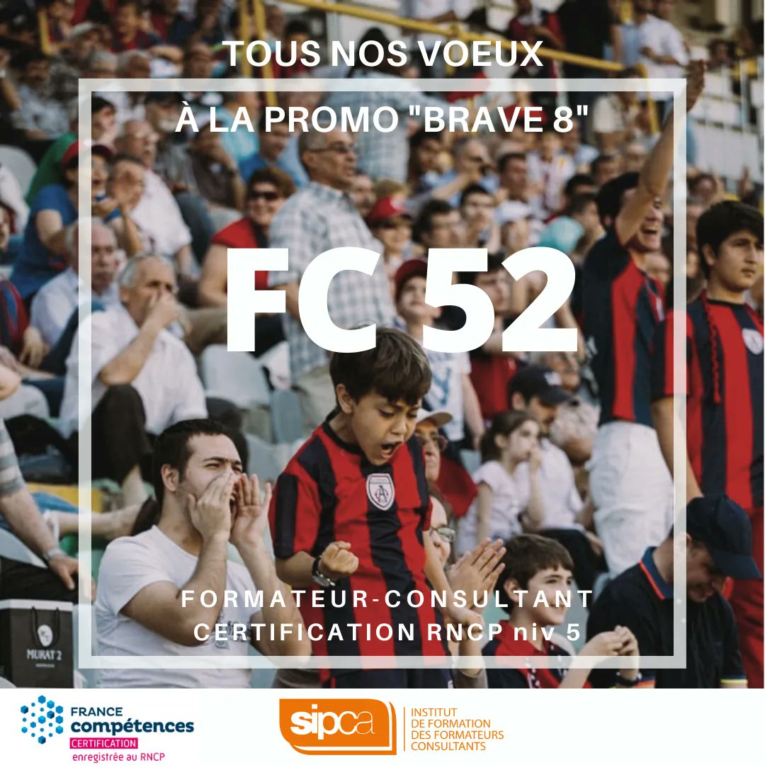 Tous supporters de la promo FC52 "Brave 8" qui passe la certification ces 13,14, 15 juin. Toute la communauté Sipca est avec vous !
Et toujours : tous nos voeux de discernement et toute notre gratitude aux membres des jurys !
#FormPro #Certification