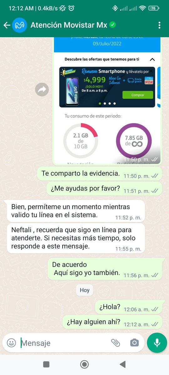 TAoAcosta's tweet photo. @MovistarMX Su soporte es una verdadera porquería. Si ya no atienden por teléfono (por qué al llamar redirecciona a la app) Asegúrense de atender el WhatsApp, de vdd que coraje con ustedes 🤬 https://t.co/LfepeAGdjl
