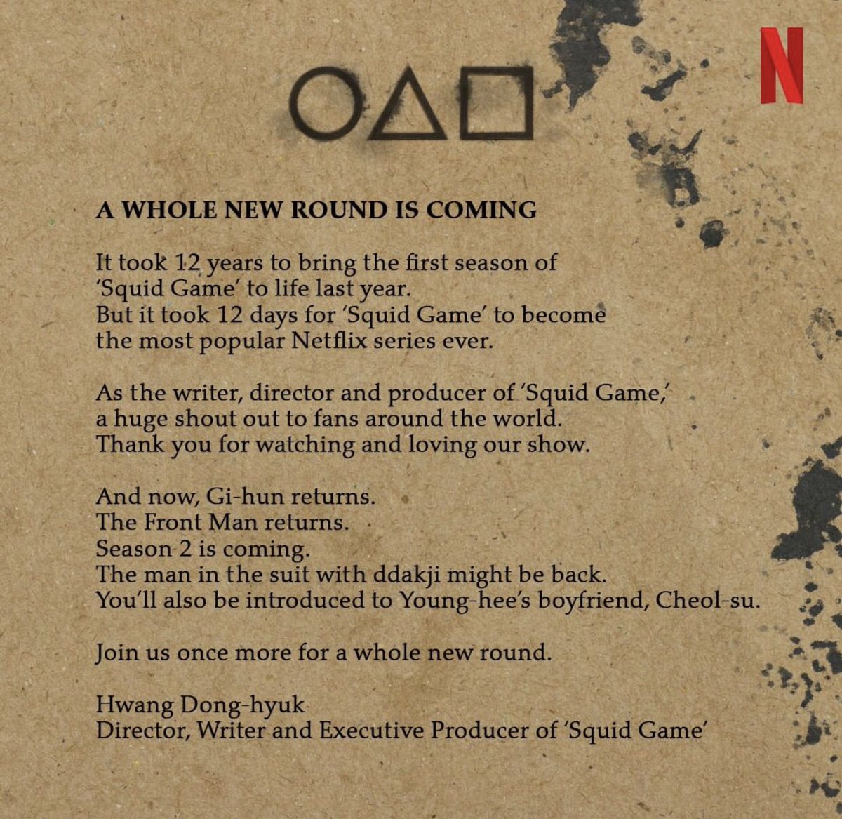 evphxriatea's tweet photo. squid game season 2 is coming omg i’m screaming #squidgame #kdrama #netflix https://t.co/Lt9kpsT3SQ