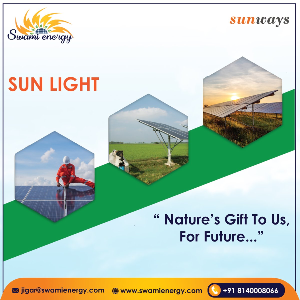 swamienergy's tweet image. "Nature's Gift To Us, For Future"

Long term investment in #solarenergy can provide clean, green &amp;amp; renewable electricity for decades.

Topmost #SolarSolutionProvider Company in Ahmedabad.

🌐: swamienergy.com
.
#SwamiEnergy #SolarPanel #Solarrooftop  #SolarEnergyCompany