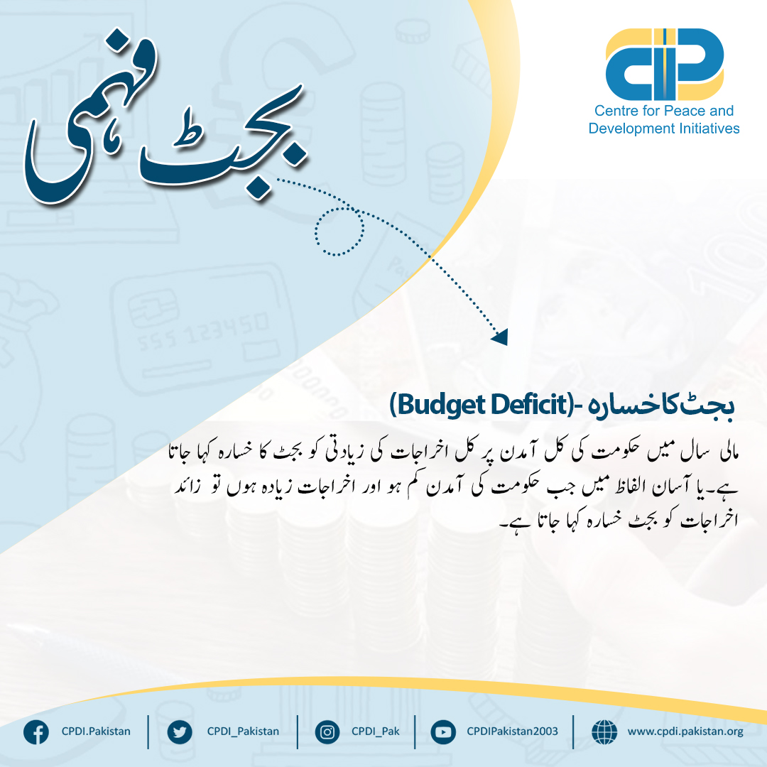 cpdi_pakistan's tweet photo. In a series of our #BudgetLiteracy course, today we will learn about #budget deficit. Did you know what is the current budget deficit??
#FederalBudget2022 #Pakistan
#بجٹ__فہمی https://t.co/B0BPmfFpXS