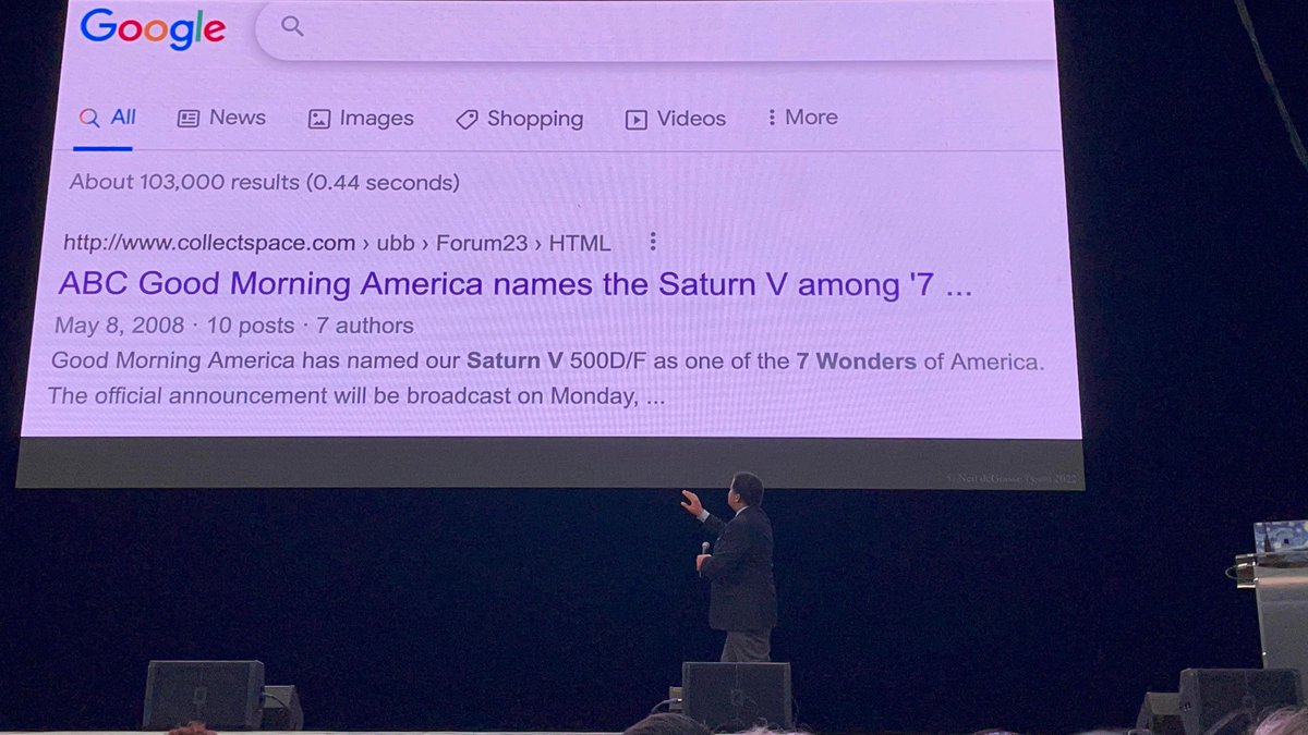 RobertPearlman's tweet photo. When you learn that @neiltyson cites your website as part of his stage show "An Astrophysicist Goes to the Movies." #collectSPACE https://t.co/k2yuHkowXt