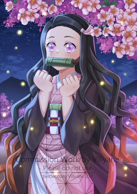 VillyaneさんがTwitterに投稿した竈門禰豆子(鬼滅の刃)のイラスト。