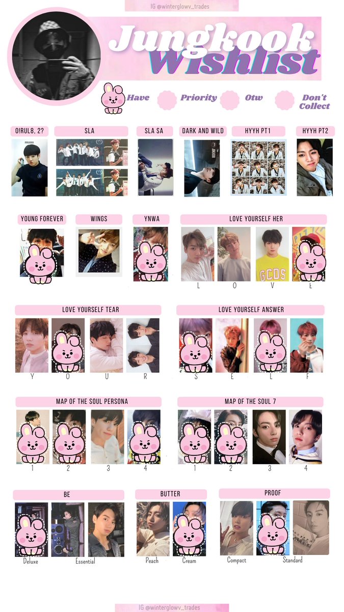 WinterGlowV's tweet photo. Con Tae no falta tanto para terminar la colección de photocards y con Jungkook ,bueno ahí vamos jajjaj
Me siento orgullosa de cómo me quedaron las wishlist 😊 https://t.co/sn6Ziy90Hz