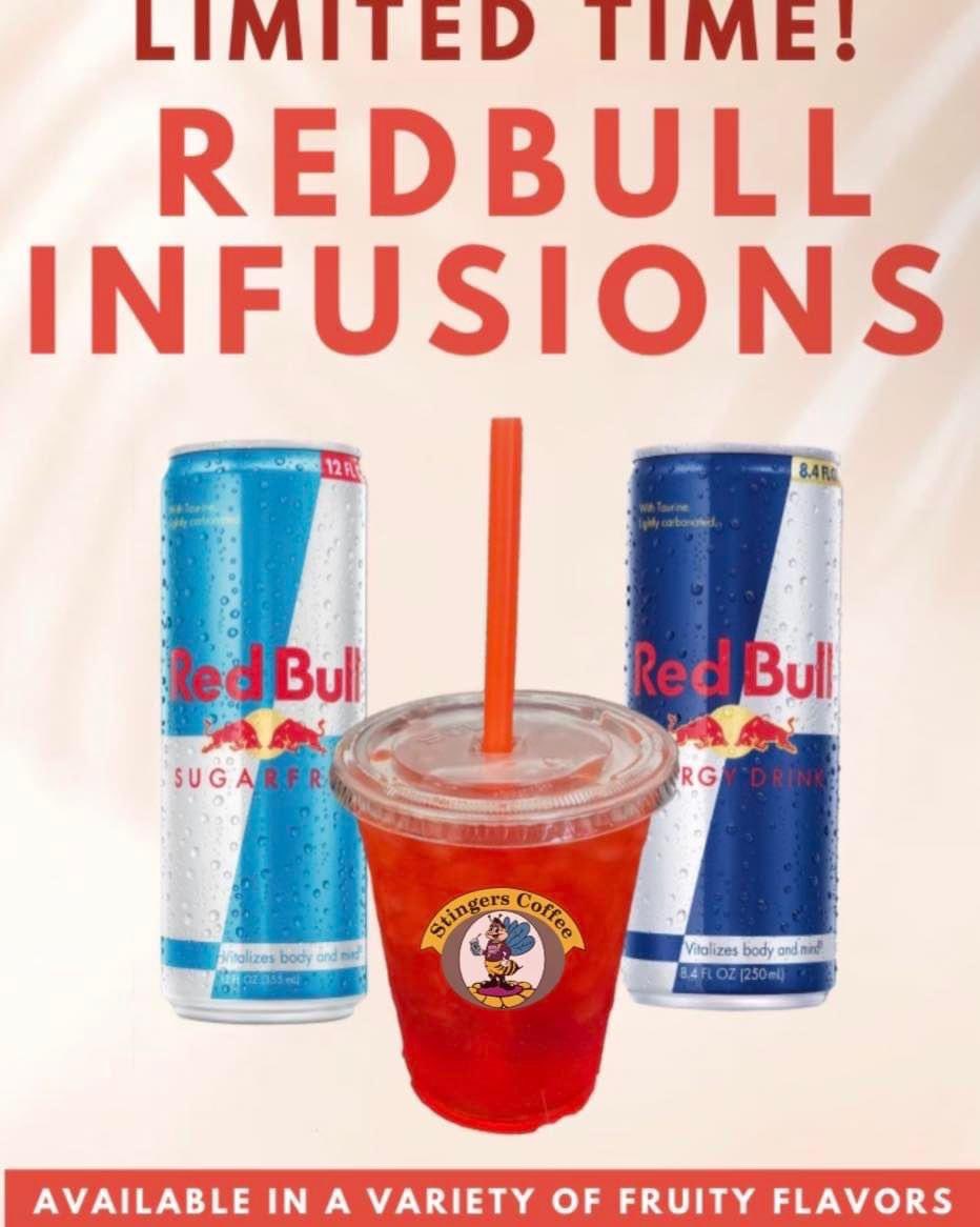 StingersCoffee's tweet photo. These Red Bull Infusions are a hit!! Get them while you can!!

Must Try Flavors:
Raspberry 
Blue Coconut 🥥 
Green Apple 🍏 

Also available in Sugar-Free!! https://t.co/jvfImjFZDy