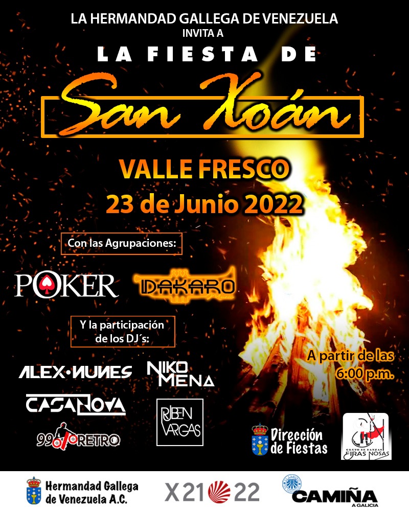 hgvzla's tweet photo. ¡Nos vemos el 23 de junio en Valle Fresco! 

Junto a las agrupaciones
@dakaromusic
@bandapoker

Y la participación de los DJ's 🎚️

@djnikomena
@djrubenvargas
@djalexnunes
@99xcientoretro
@djcasanovaxe 

🔥 06:00pm 🔥

#SanXoan
#HermandadGallega https://t.co/X9vf36P0G4