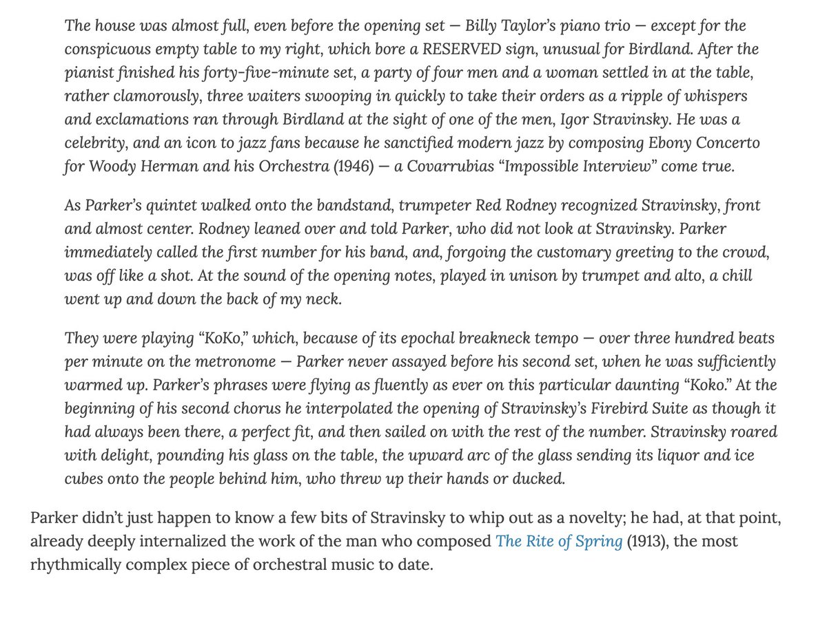 When Charlie Parker played for Igor Stravinsky