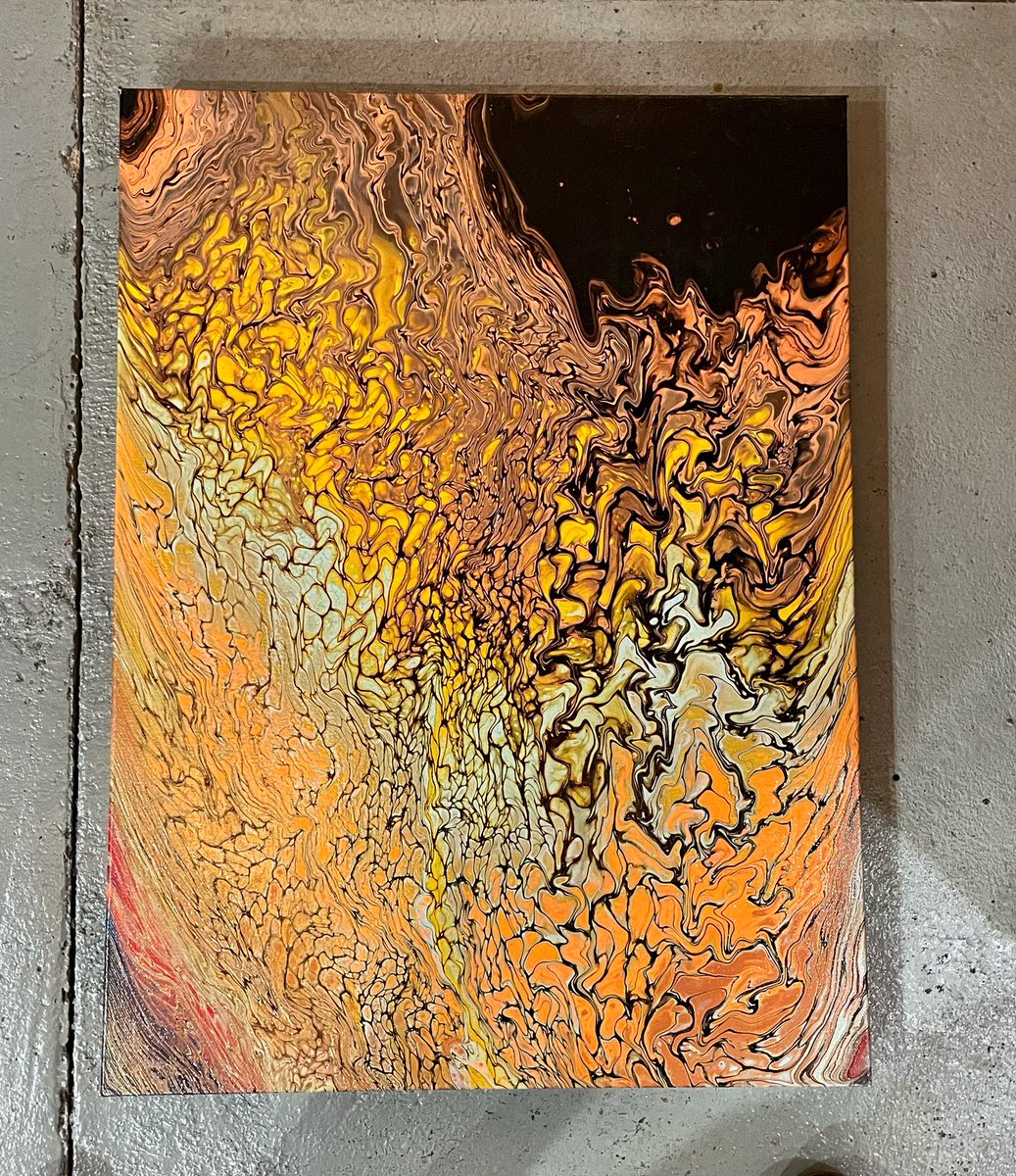 annbentonart's tweet photo. SOLD!  This is a swipe pour I did during a demo in the grand hall @the_millworks last month, which sold this weekend. I titled her “Silent Energy” and she’s a 16”x20” fluid art beauty who is now in her forever home.  ♥️💯✔️‼️#annbentonart #annbentonyeager #thomashartbentonfamily https://t.co/ME2sDFS48j