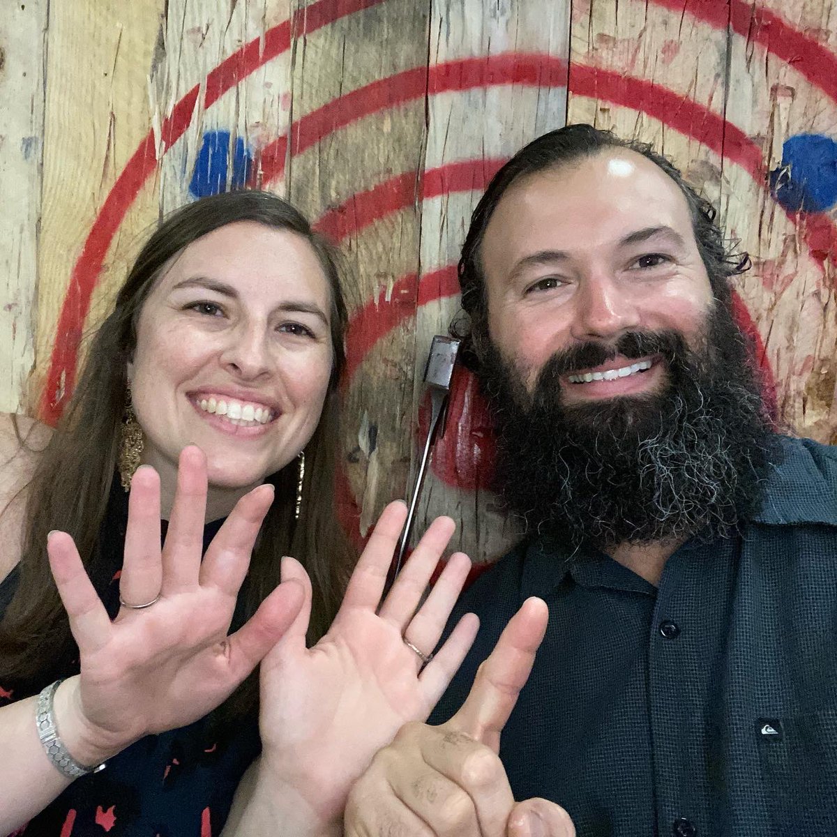 teachingmiller's tweet photo. It’s our 11th anniversary!  We went ace throwing, it was so fun!!  I love this guy so much, I’m so fortunate to have found a partner to build a life with. https://t.co/6jzPydt4Fy