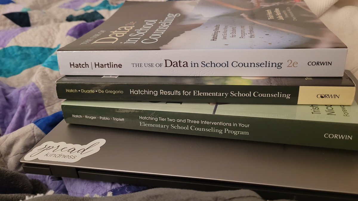 In bed early for my first week of summer vacation. Covid still has me down (week 3 and counting) but I'm so excited to dive into some <a href="/TrishHatch/">Trish Hatch</a> school counseling books! #scChat #SchoolCounseling #summer #ASCAbound #ASCA2022