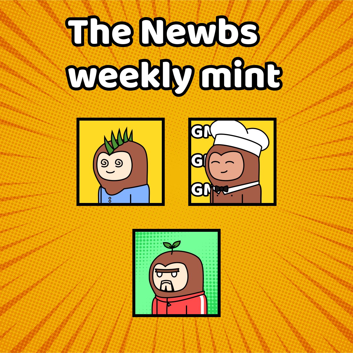 thenewbs_nft's tweet photo. The Newbs weekly mint!
3 Newbs minted this week by 3 awesome newb owners ๐ฅ
#SendNewbs
@PhilippinesNFT @cryptoartph @FilipinasNFT
#nftphilippines #NFTCommmunity #nftartph https://t.co/XjtrurObgi