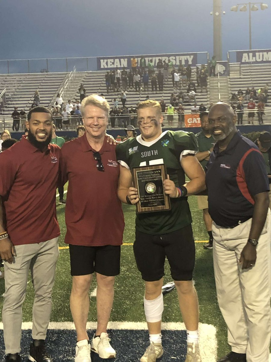 Honored to win MVP for the Southside in the NJ Allstar Game this Weekend! Great Weekend @PSimmsNoSoGame @SquanAthletics @Manasquan_FB Excited for the gate! @Coach_Dakosty @Coach_Dow @Ison50 @ColgateFB