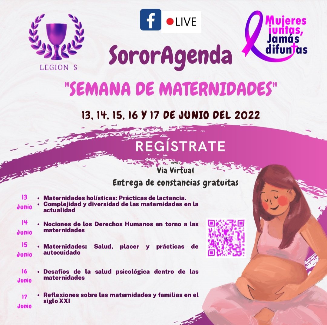 legions_01's tweet photo. 📌  La  "𝙎𝙚𝙢𝙖𝙣𝙖 𝙙𝙚 𝙈𝙖𝙩𝙚𝙧𝙣𝙞𝙙𝙖𝙙𝙚s" que estamos llevando en Legions a través de la dirección de Equidad de Género y Acompañamiento a la Mujer. 

Este 𝗹𝘂𝗻𝗲𝘀 𝟭𝟯 𝗱𝗲 𝗝𝘂𝗻𝗶𝗼 𝘁𝗲 𝗲𝘀𝗽𝗲𝗿𝗮𝗺𝗼𝘀 𝗲𝗻 𝗽𝘂𝗻𝘁𝗼 𝗱𝗲 𝗹𝗮𝘀 𝟭𝟵:𝟯𝟬

#maternity https://t.co/hwLSajDRNB
