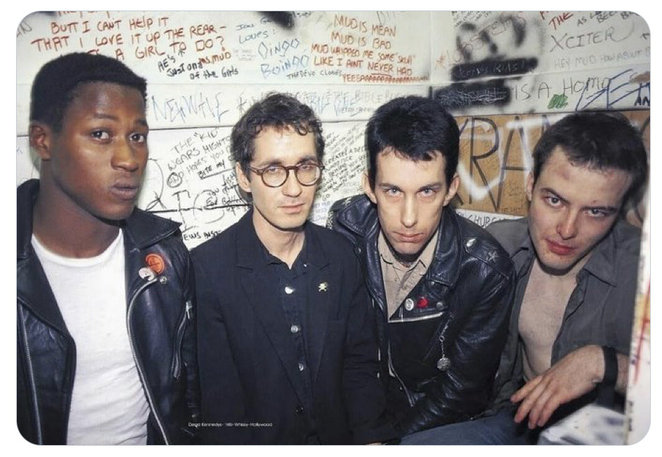Dead Kennedys at the Whisky a Go Go, in the early 80's.
D. H. Peligro, Klaus Flouride, East Bay Ray and Jello Biafra. Photo by Glen E. Friedman

#punk #punks #punkrock #deadkennedys #hardcorepunk #history #punkrockhistory