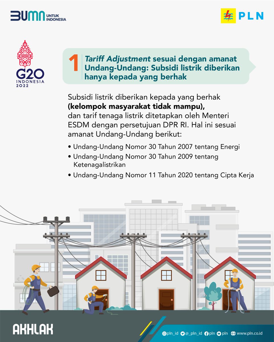 _pln_id's tweet photo. Electrizen, PLN siap melaksanakan keputusan Pemerintah yang menyesuaikan tarif tenaga listrik (tariff adjustment) kepada pelanggan rumah tangga mampu non subsidi golongan 3.500 Volt Ampere (VA) ke atas (R2 dan R3) dan golongan pemerintah (P1, P2 dan P3) mulai 1 Juli 2022. https://t.co/yUP4mKK7lY