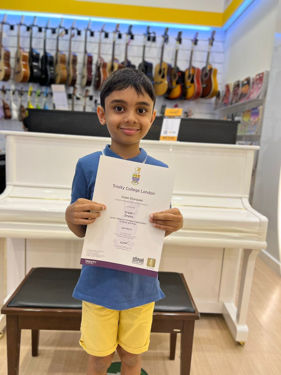 reshma_yg's tweet photo. Viaan Ghorpade cleared his London Trinity College and ABRSM Exams for Drums Grade 1 and Music Theory Grade 2 with Merit and Distinction respectively. @yashodeep_g @gemsnms_alkhail @RichaRaghunath1 @Fatima_Martin @ShettySampoorna @SwetaChakravar4 https://t.co/ba2JrS15Ya