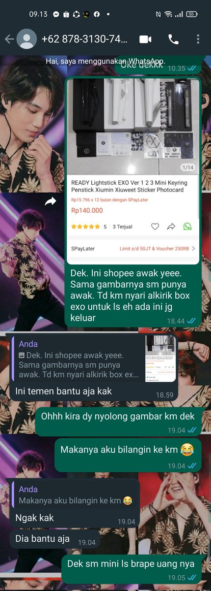 Sintafriska's tweet photo. Buat #exol yang ingin beli lightstick exo hati2 sama orang ini, saya ditipu sama beliau Jadikn pelajaran klo mo beli ls exo videocall dlu orangny bahwa itu nipu apa gak. Hati2 sama penipu ini yaaa
No 087831307412
#Izzahakhtia
#penipujuallighstickexo
#lighstickexo #lsexo https://t.co/vo5D92I89G