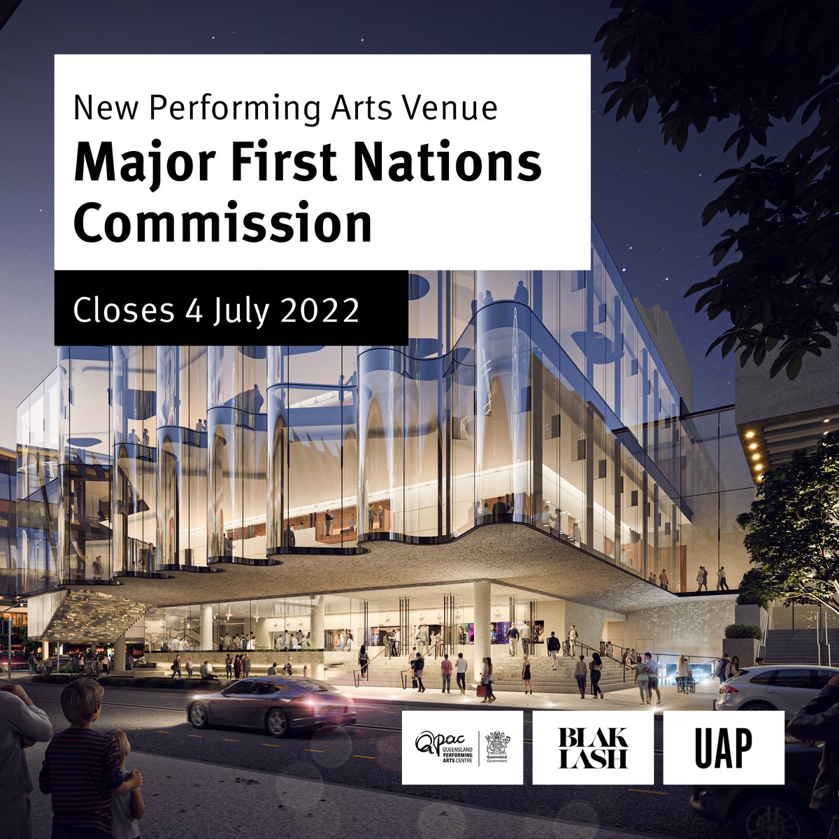 artsqueensland's tweet photo. Now open - First Nations Artwork EOI for the New Performing Arts Theatre at @QPAC.

First Nations artists with a cultural connection to Quld are encouraged to apply for this major public art commission. EOI closes 4/7/22.  https://t.co/sb28laobqc https://t.co/c2XQydhFy5