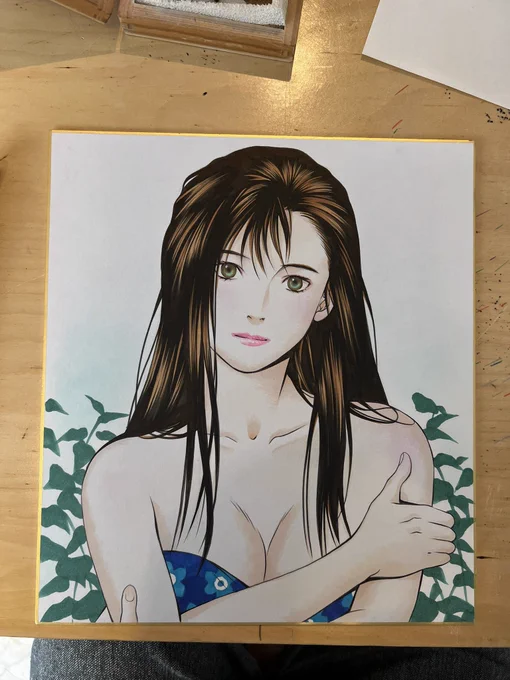 由香里さんの色紙、描いてる途中から購入希望者が現れました。ありがとうございました。まだ途中ですが気合入れて仕上げます! 