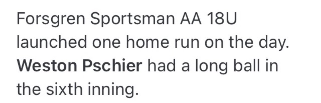 First 💣 of Summer Ball  <a href="/GWDBaseball/">Greenwood Baseball</a> <a href="/ForsgrenBasebal/">Forsgren AA Sportsman</a>