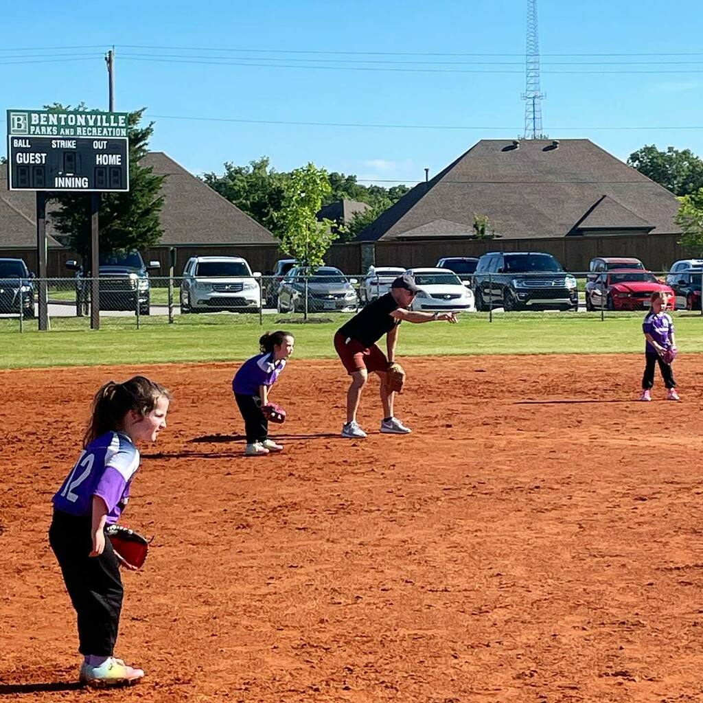 MattEarley's tweet photo. Amber and I co-coached the girls’ softball team this weekend! Normal head &amp; assistant coaches were out for various reasons, so we stepped up to sweat with our kids on the field. There we all are together; it was fun! 

#softball #photo https://t.co/0AF7av3sy7 https://t.co/e7nMeaimQL