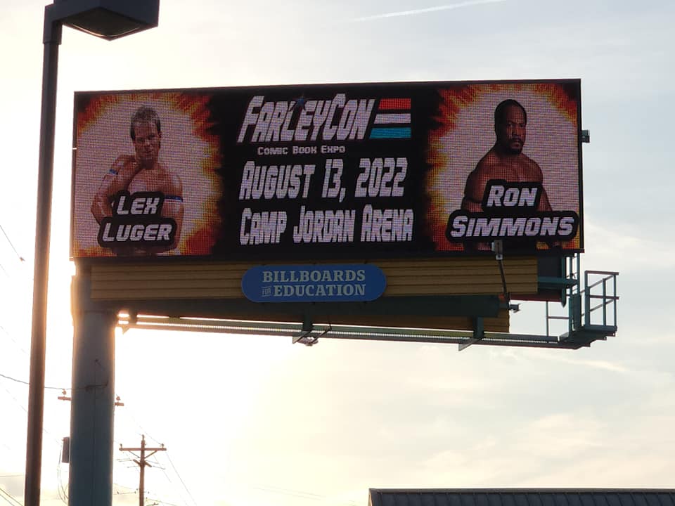 Farley_Con's tweet photo. We have our billboards up and running for FarleyCon Comic Book Expo on August 13th.
#gijoe #MyHeroAcadamia #WWE #RonSimmons #larryhama #MikeGrell #KylePhillips @GenuineLexLuger #FarleyCon #Comicconvention https://t.co/MN0KoPB8R8