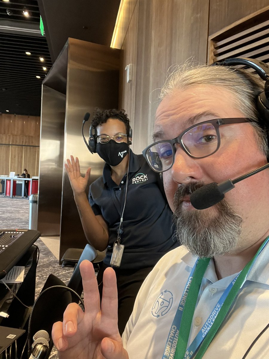 Sorgatron's tweet photo. Great night working with Danielle from @RocketCentralUS and Ed from @PremierEventAV to execute the in person and online #AutodriveChallenge Awards Ceremony on their home turf! https://t.co/l6eWxl1voF
