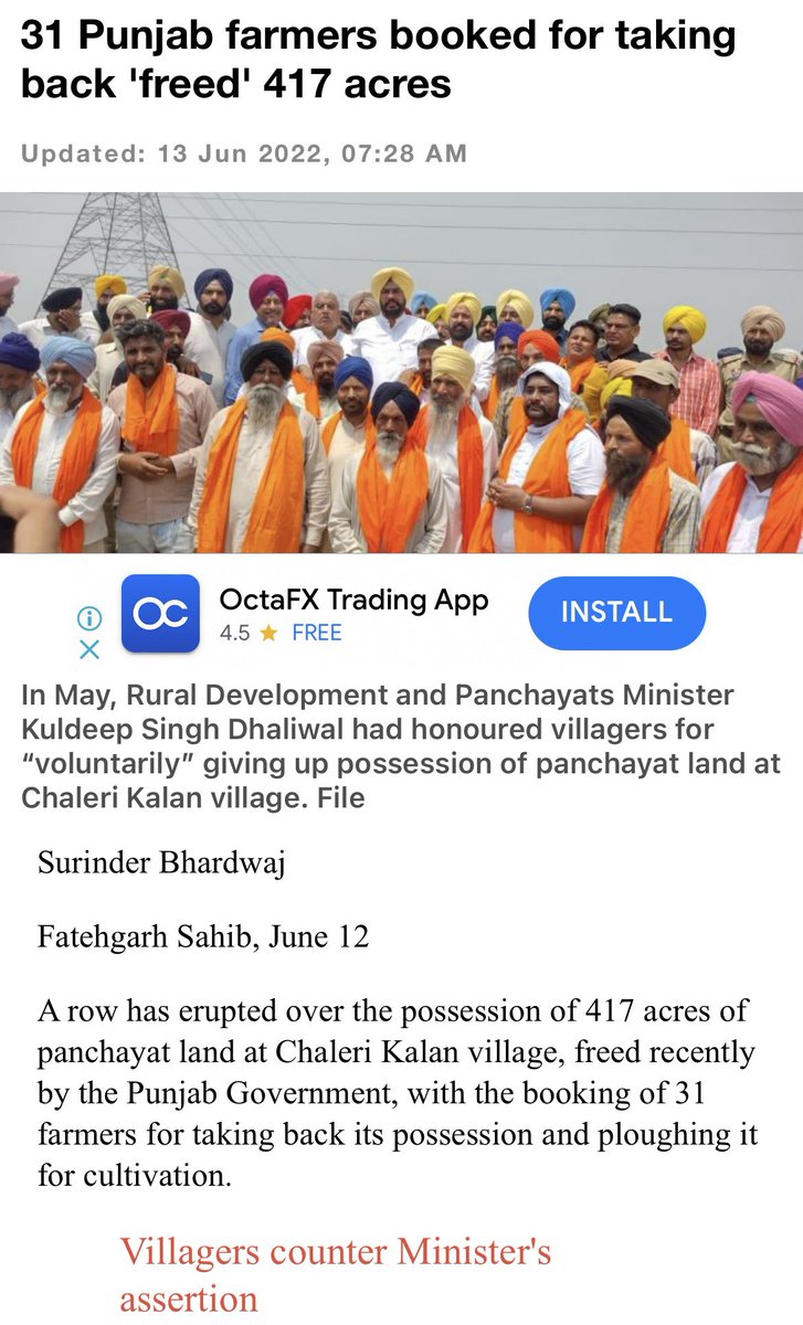 SukhpalKhaira's tweet photo. I strongly condemn registration of criminal cases against 31 farmers of V. Cheleri Kalan (Fatehgarh)to browbeat them to surrender their lands they have tilled for d last 100 years.Why isn’t @BhagwantMann govt acting against powerful politicians &amp; bureaucrats why marginal farmers? https://t.co/EMcSX5AnA2