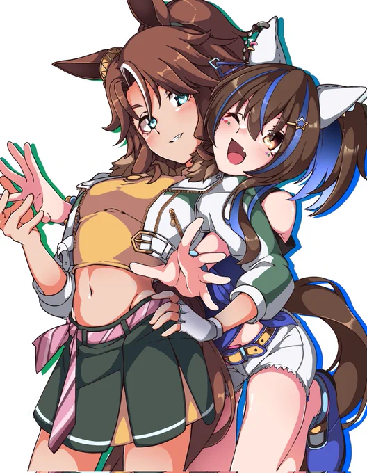 爆逃げコンビ(背景なし)
#ウマ娘 #メジロパーマー #ダイタクヘリオス 