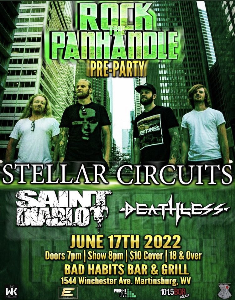 SAINTDIABLO's tweet photo. June 17th we @SAINTDIABLO will be hitting up Bad Habits in Martinsburg, WV with our friends in @StellarCircuits and Deathless for @RockThePanhandle Pre-Party. #wrightliveevents https://t.co/PnqW4CN4OQ