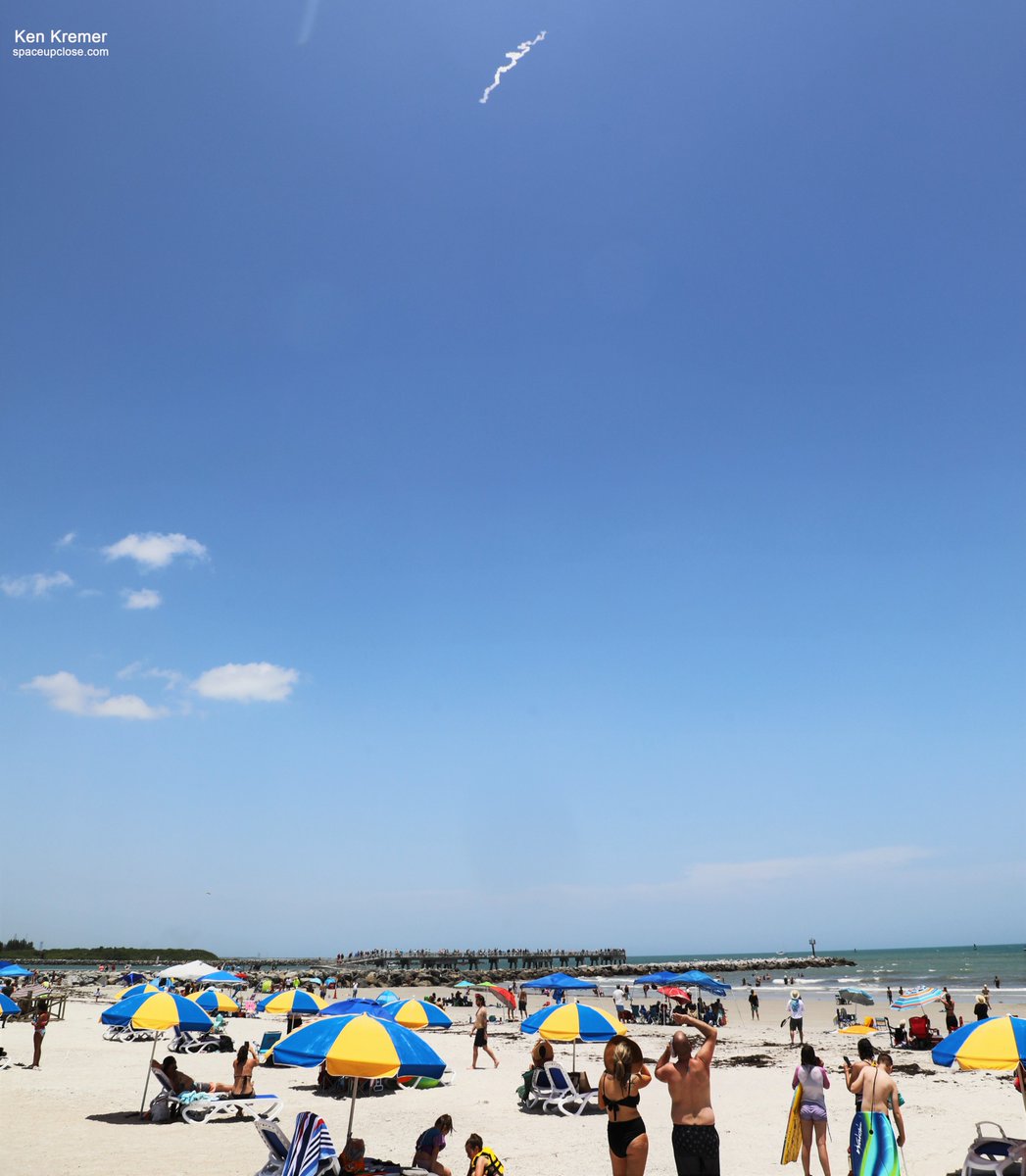ken_kremer's tweet photo. 1: Astra Launch Sequence: @Astra rocket 3.3 launched #NASA #Tropics1 hurricane research mission 143PM pad 46 as seen from @jettypark beach + pier. 1st stage went well. BUT- Ultimately failed due to premature shutdown 2nd stage ca min after liftoff & 1 min b4 cubesat pair deploy https://t.co/d92DrVrcmR