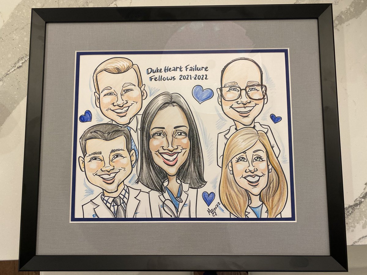 A lovely evening to celebrate our Duke HF fellows (Samsky,you were sorely missed!). Proud and grateful. Thanks for making this my best year at Duke..and for this gift that will be forever cherished❤️@acconiglio @marcsamsky @cwrobel1205 @DukeCardFellows