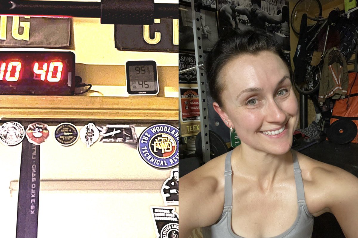 Ash_at_NASA's tweet photo. Power yoga w/ @Denis__Morton in the garage this evening AKA Texas Hot Yoga 🧘🏻♀️@onepeloton #TexasHotYoga #garagegym #yoga #activerecovery #95degrees 🥵🔥 https://t.co/qAXF31c9Fc