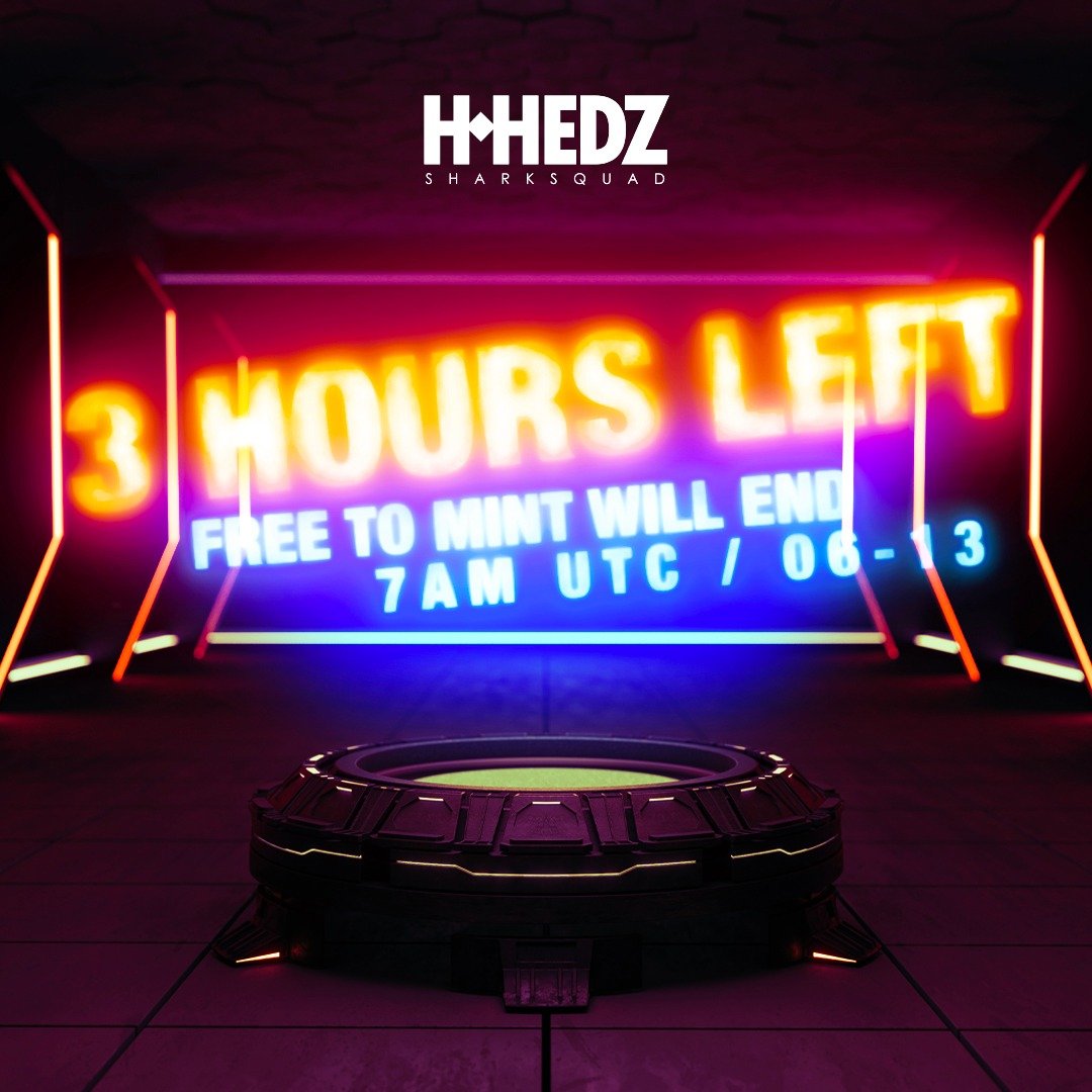 HHedzP2E's tweet photo. 🚨FREE TO MINT🚨

✅EVERYONE can mint FOR FREE!!! Grab an H-Hedz Shark Avatar! MINTING WILL END in 3 HOURS 🦈🌊🚀
✅For those who post flexing their NFT with hashtags #HHedzNFT #FreetoMint we’ll be awarding RANDOM WINNERS a FREE TERAKUWA PASS!

Mint at: https://t.co/U0jEthZySd https://t.co/Oh8B1FBoRR