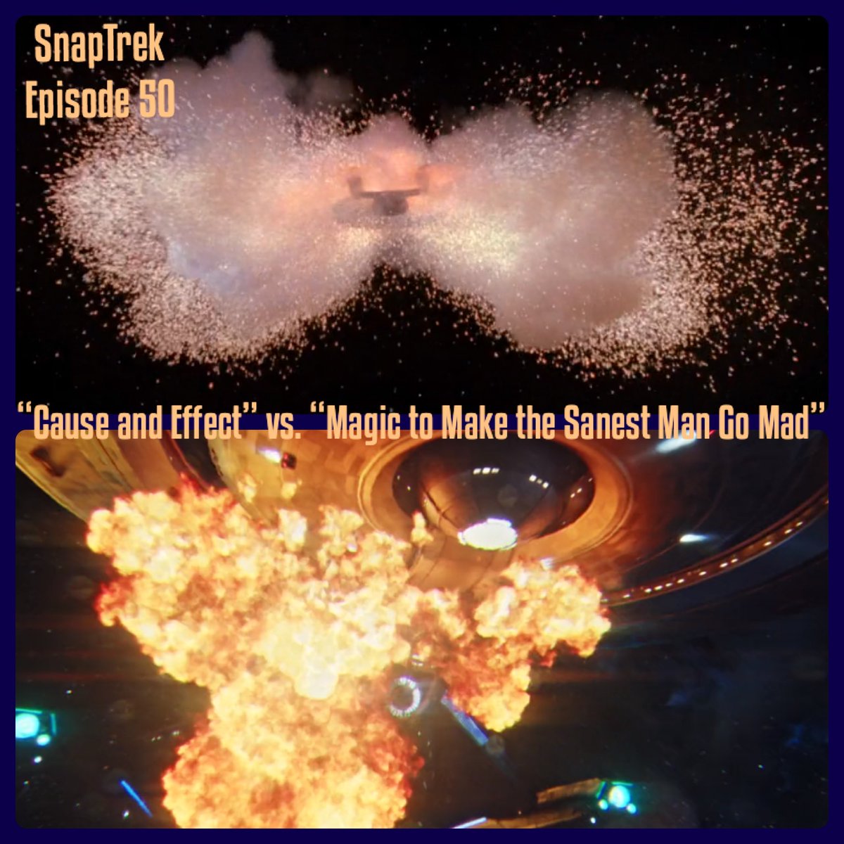 SnapTrek's tweet image. 🚨New Episode Alert!🚨 We&apos;re caught in a temporal causality loop as we have a rematch between TNG&apos;s &quot;Cause and Effect&quot; and Discovery&apos;s &quot;Magic to Make the Sanest Mad Go Mad&quot;. Join us for poker and dancing as we celebrate our 50th episode! #StarTrek
