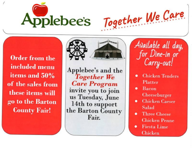 BartonCoFair's tweet photo. Dinner @Applebees this Tuesday? https://t.co/iiwgIyfZn5