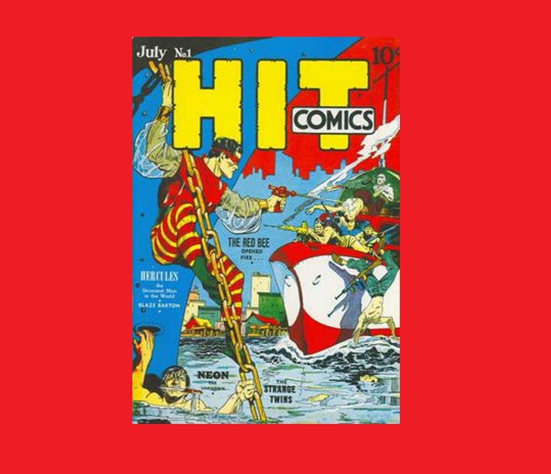 HeroesUnited_4's tweet photo. #RedBee🐝- In Hit Comics, the Red Bee, Rick Raleigh, fought crime and sabotage beginning in 1940; also was later a member of the #FreedomFighters. Rick Raleigh was assistant district attorney in Superior City, Oregon. #QualityComics #HitComics #1 (July 1940) was first appearance. https://t.co/AUkYbcwESy
